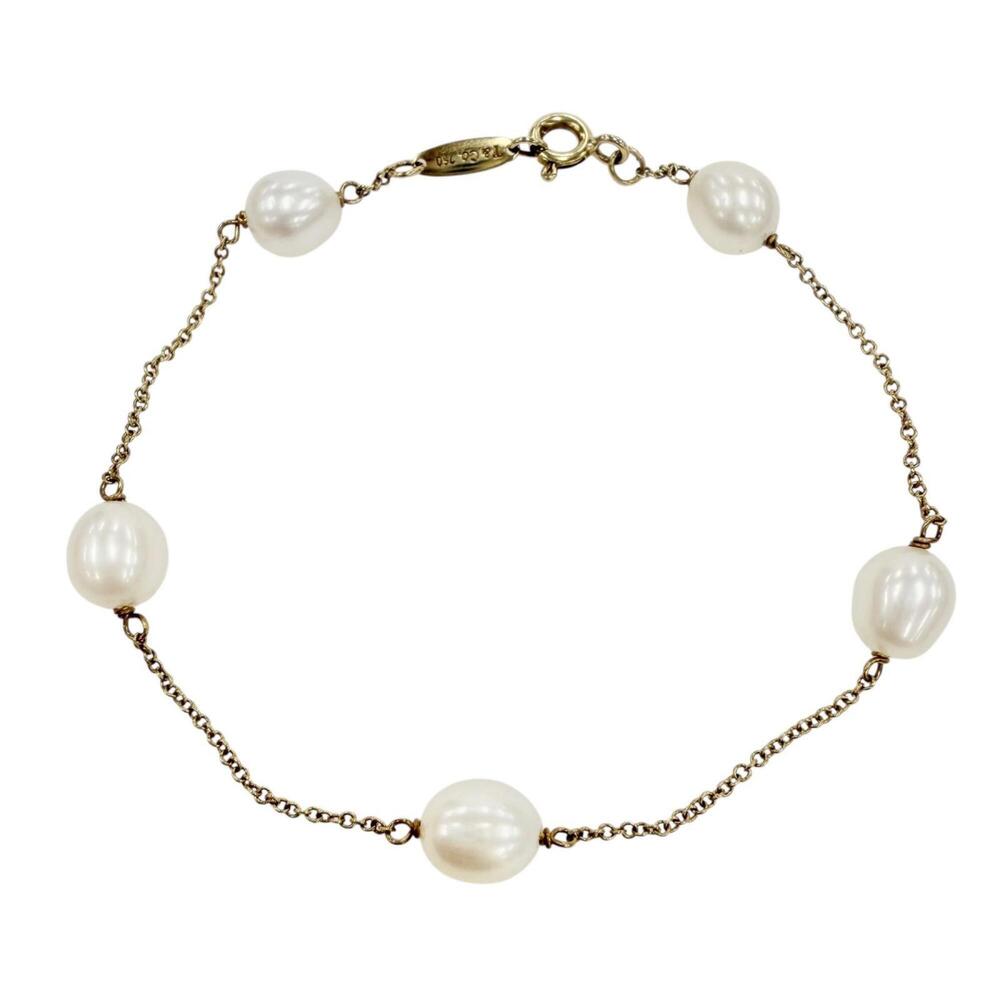 TIFFANY Gold Pearl Charm Bracelet